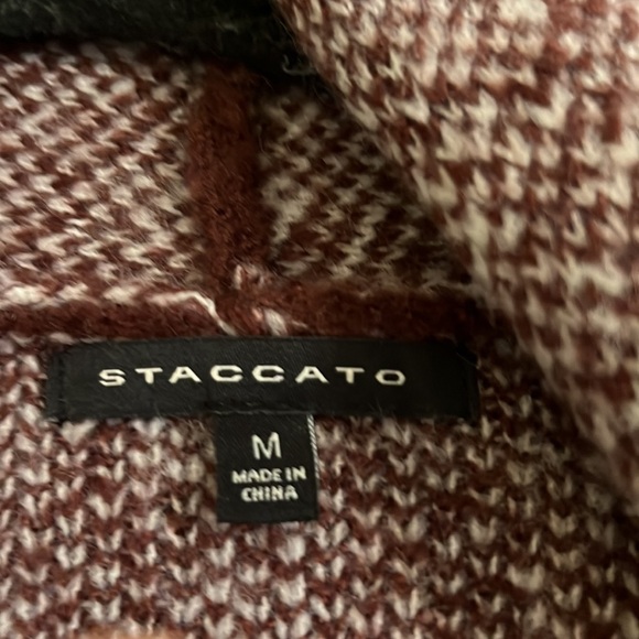Staccato cranberry/ white long sweater. Size Medium - Picture 5 of 10